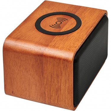 Logotrade Werbeartikel das Foto: Wooden 3W Lautsprecher mit kabellosem Lade-Pad