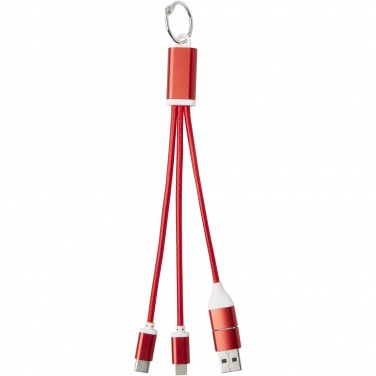 Logotrade Firmengeschenke das Foto: Metal 4-in-1 Ladekabel aus recyceltem Aluminium mit Schlüsselanhänger