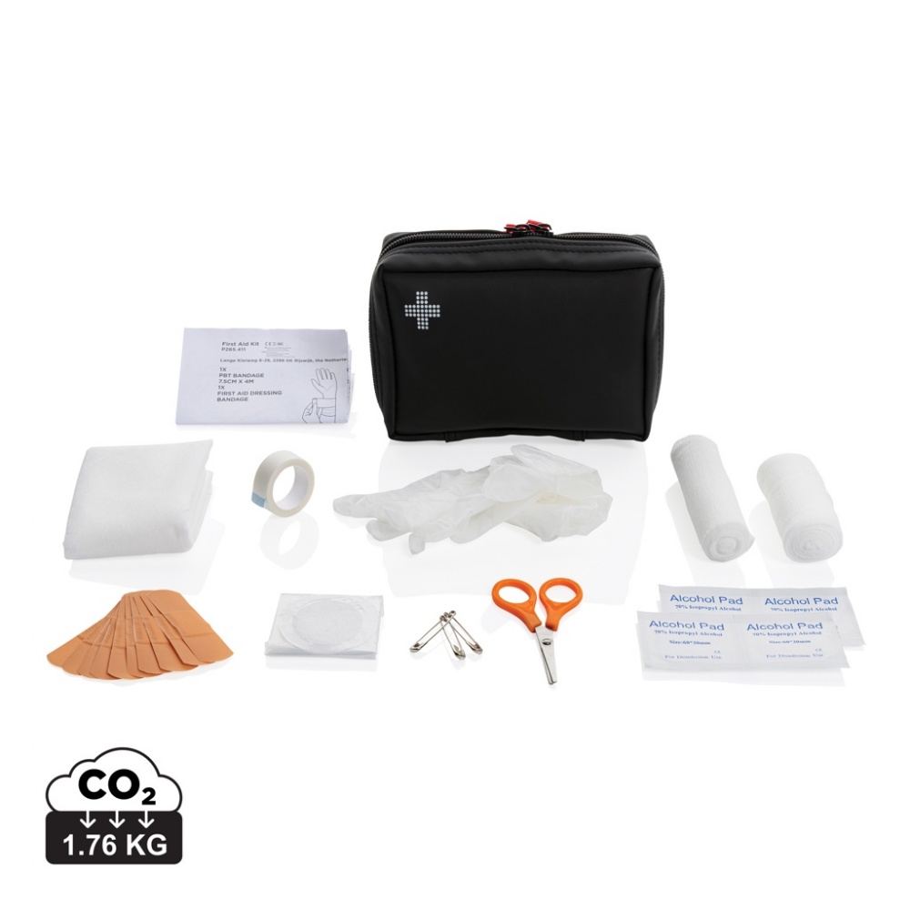 Logotrade werbemittel das Foto: Erste-Hilfe-Set in RCS recycelter Nubuk-PU Tasche