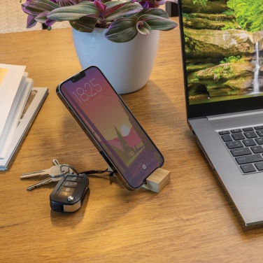 Logotrade Logogeschenke das Foto: Standkey Bambus Schlüsselanhänger Telefonständer