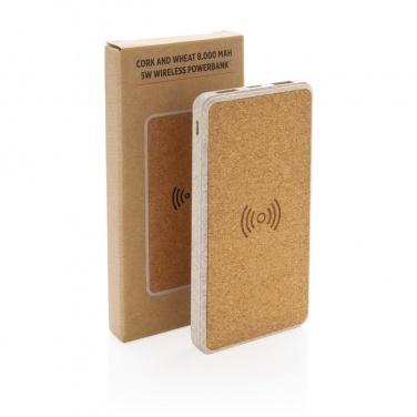 Logotrade Firmengeschenke das Foto: Kork und Weizen 8.000 mAh Wireless Powerbank