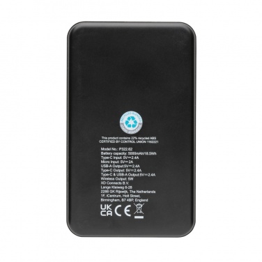 Logotrade Werbeartikel das Foto: 5.000mAh 5W Wireless Powerbank aus RCS recyceltem Kunststoff
