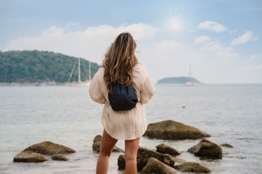 Logotrade Geschäftsgeschenke das Foto: Impact AWARE™ Rucksack aus recyceltem Denim mit Kordelzug