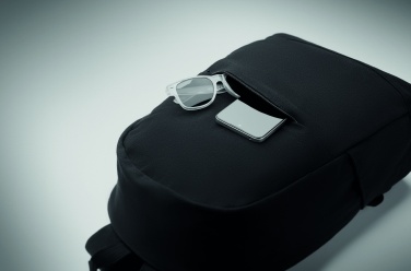 Logotrade Werbegeschenke das Foto: Ein 15-Zoll-Laptop-Rucksack aus recycelter Baumwolle (Pre-Consumer) und recyceltem Polyester mit individuell anpassbarem Druck