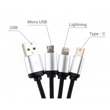 Logotrade Werbegeschenke das Foto: 3in1-Kabel mit beleuchtetem Logo zum Gravieren, RXD-368