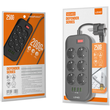 Logotrade Geschäftsgeschenke das Foto: Steckdosenleiste mit USB-Anschlüssen