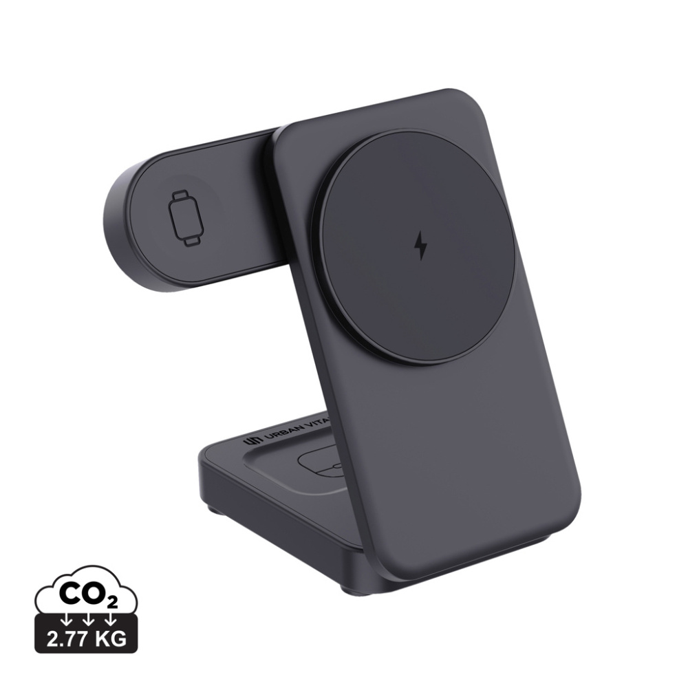 Logotrade Logogeschenke das Foto: Urban Vitamin Arcadia 15W 3in1 Magnet-Charger aus RCS rABS