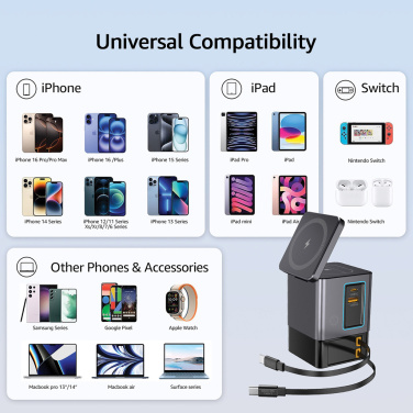 Logotrade Firmengeschenke das Foto: Urban Vitamin Sacramento 105W GaN Charger mit einz. Kabeln