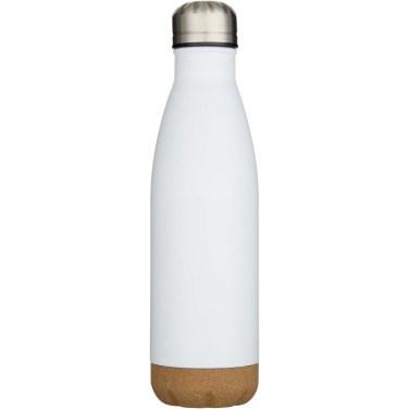 Logotrade Logogeschenke das Foto: Cove 500 ml doppelwandige, vakuumisolierte Trinkflasche aus Edelstahl mit Korkdetails