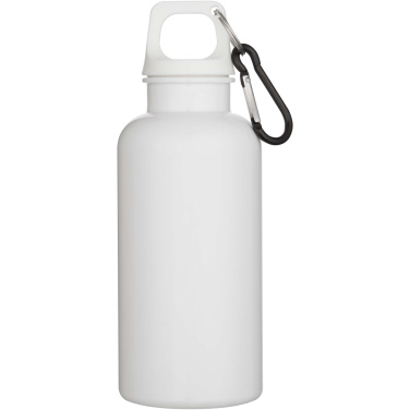 Logotrade Werbeartikel das Foto: Oregon 400 ml einfarbige RS-zertifizierte Trinkflasche aus recyceltem Kunststoff mit Karabinerhaken