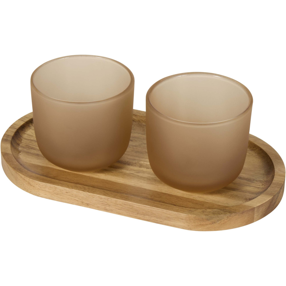 Logotrade Firmengeschenke das Foto: Male Set aus Holztablett und Glastassen