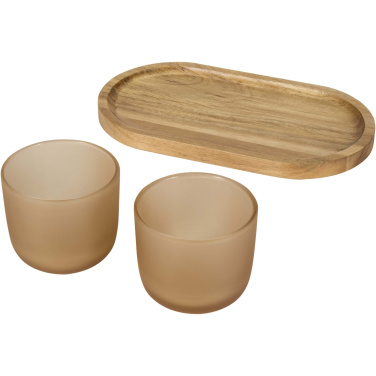Logotrade Firmengeschenke das Foto: Male Set aus Holztablett und Glastassen