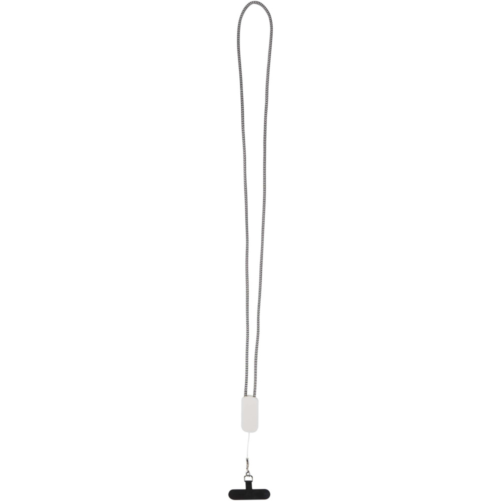 Logotrade Werbeartikel das Foto: Anser Smartphone Lanyard aus recyceltem Kunststoff mit 27 W 5-in-1 integriertem Kabel