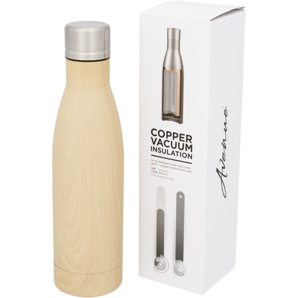 Logo trade corporate gift photo of: Vasa 500 ml wood-look copper vacuum insulated bottle