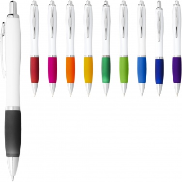 Logo trade promotional gifts picture of: Nash ballpoint pen with white barrel and coloured grip