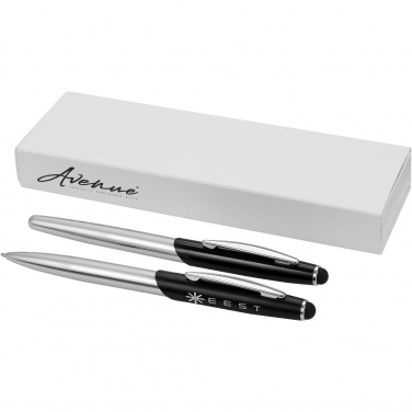 Logo trade promotional products image of: Geneva stylus ballpoint pen and rollerball pen set
