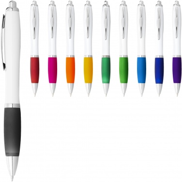 Logo trade promotional product photo of: Nash ballpoint pen white barrel and coloured grip