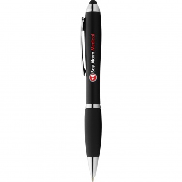 Logo trade promotional giveaways picture of: Nash coloured stylus ballpoint pen with black grip