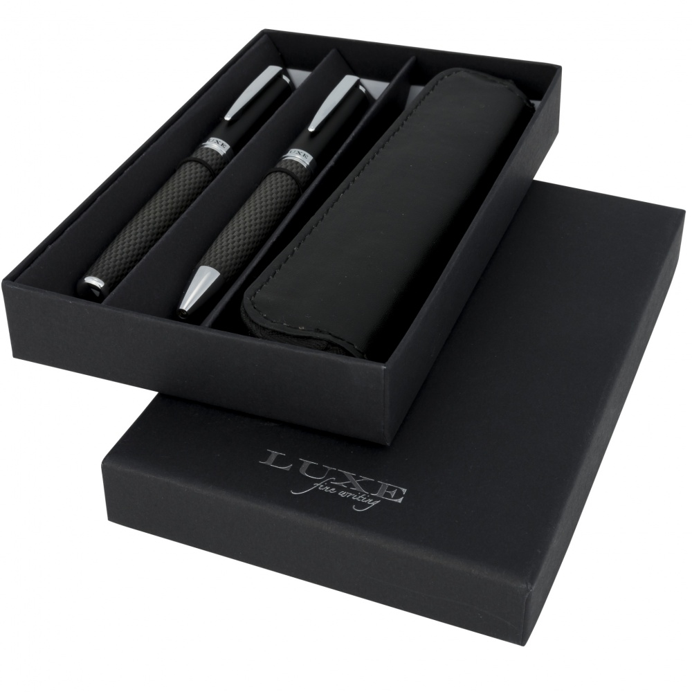 Logotrade promotional merchandise photo of: Carbon duo pen gift set with pouch