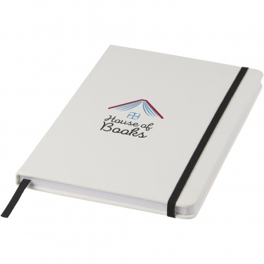 Logo trade corporate gift photo of: Spectrum A5 white notebook with coloured strap