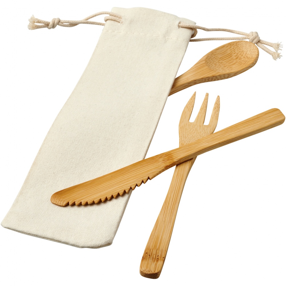 Logo trade promotional giveaways picture of: Celuk bamboo cutlery set