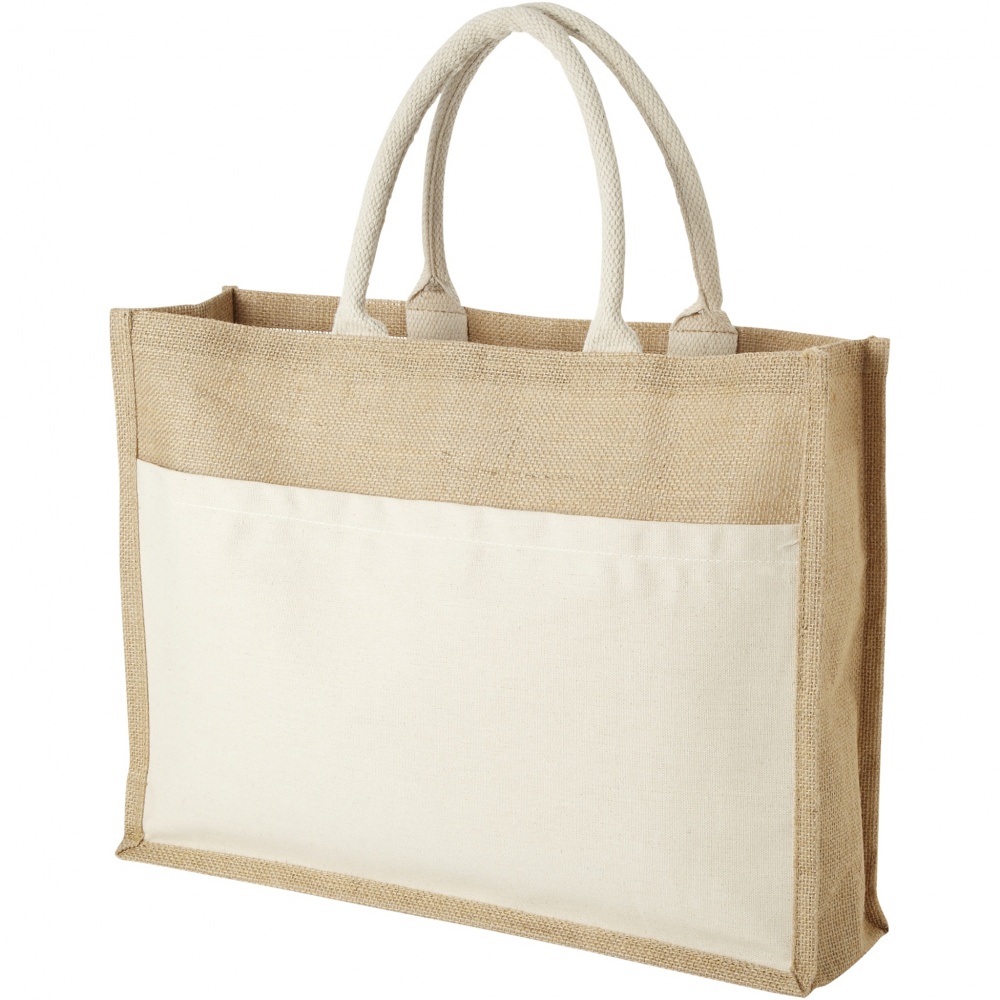 Logotrade promotional giveaway picture of: Mumbay cotton pocket jute tote bag 18L