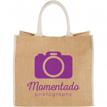 Logo trade promotional merchandise photo of: Harry coloured edge jute tote bag 25L