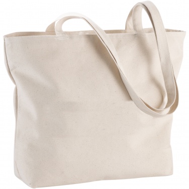 Logo trade advertising products image of: Ningbo 320 g/m² zippered cotton tote bag 15L