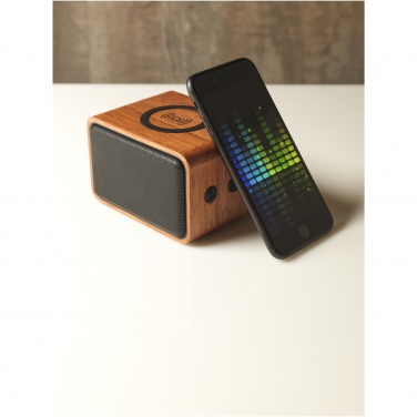 Logotrade advertising product image of: Wooden 3W speaker with wireless charging pad