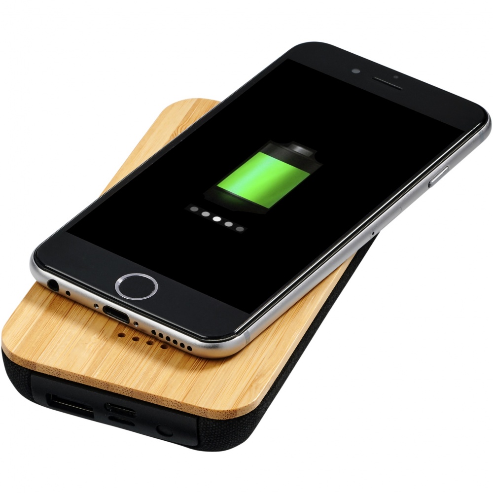 Logo trade promotional product photo of: Future 6000 mAh bamboo/fabric wireless power bank