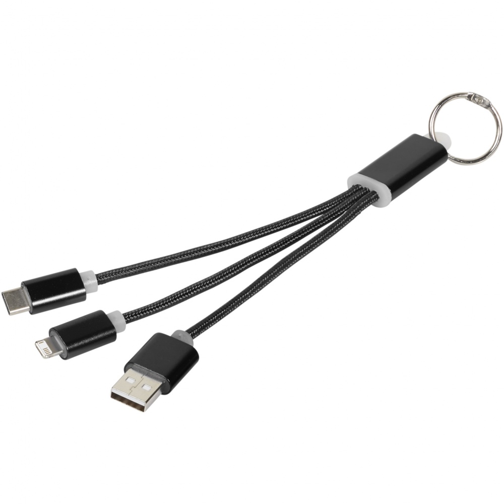 Logo trade promotional item photo of: Metal 3-in-1 charging cable with keychain