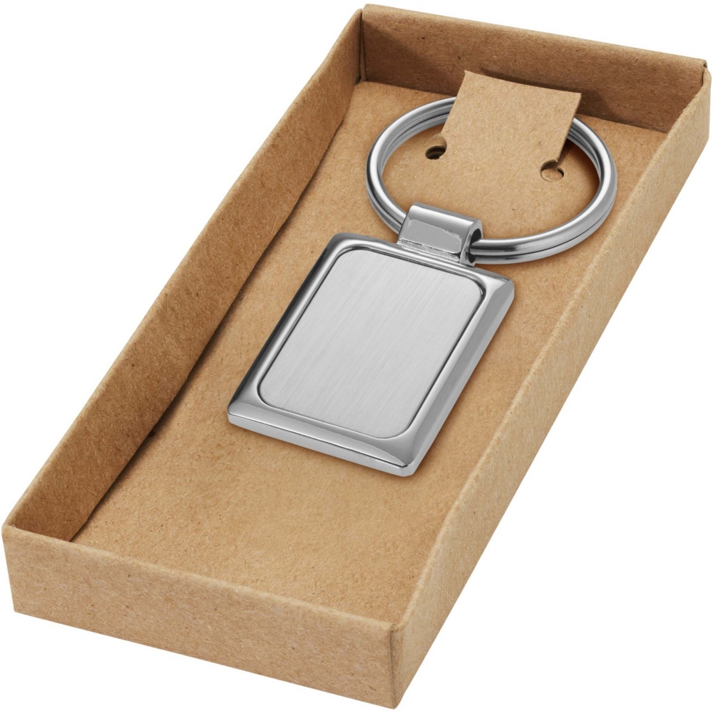 Logo trade promotional giveaways picture of: Sergio rectangular metal keychain