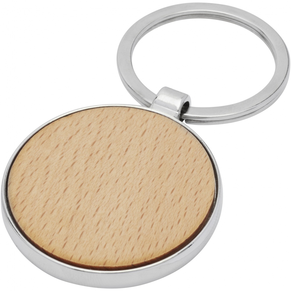 Logo trade business gifts image of: Moreno beech wood round keychain