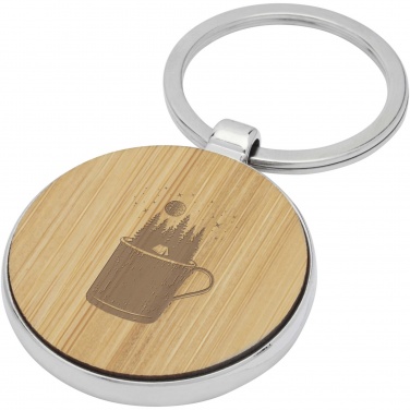 Logo trade business gifts image of: Nino bamboo round keychain