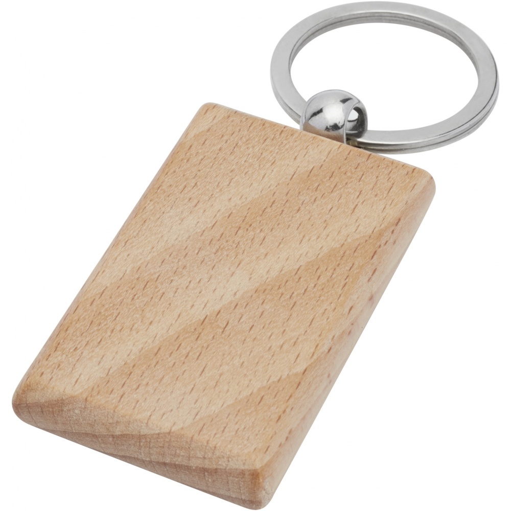 Logo trade advertising products picture of: Gian beech wood rectangular keychain