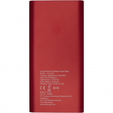 Logotrade promotional merchandise image of: Juice 8000mAh wireless power bank