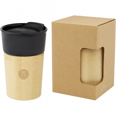 Logo trade promotional giveaways image of: Pereira 320 ml porcelain mug with bamboo outer wall