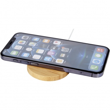 Logo trade promotional giveaway photo of: Atra 10W bamboo magnetic wireless charging pad