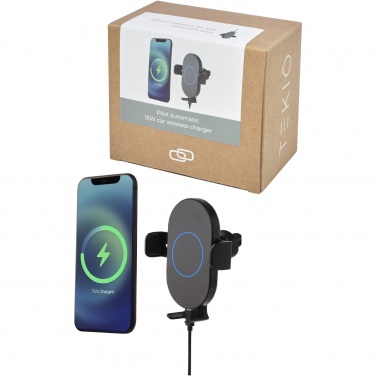 Logo trade promotional giveaways image of: Pilot 15W wireless automatic car charger 