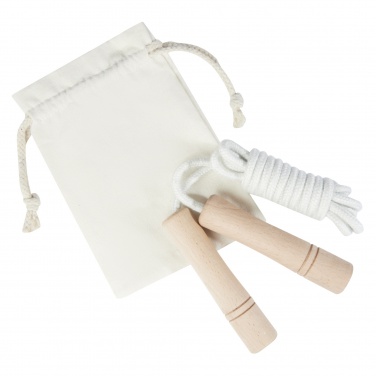 Logo trade promotional merchandise photo of: Denise wooden skipping rope in cotton pouch