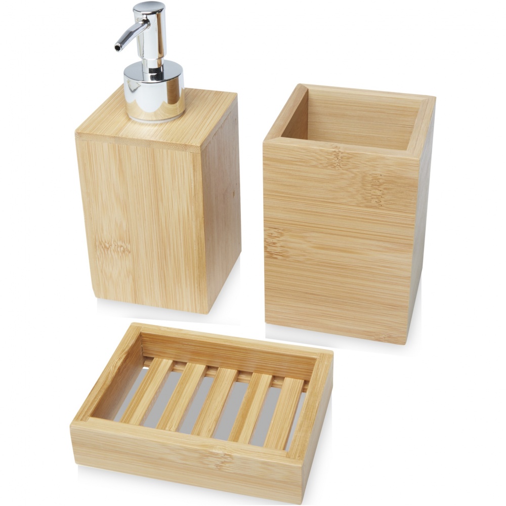 Logo trade promotional gifts picture of: Hedon 3-piece bamboo bathroom set