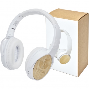 Logo trade promotional giveaway photo of: Athos bamboo Bluetooth® headphones with microphone