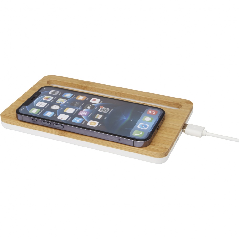 Logo trade promotional giveaways picture of: Medake 10W bamboo wireless charger