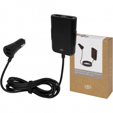 Logo trade promotional gift photo of: Pilot dual car charger with QC 3.0 dual back seat extended charger
