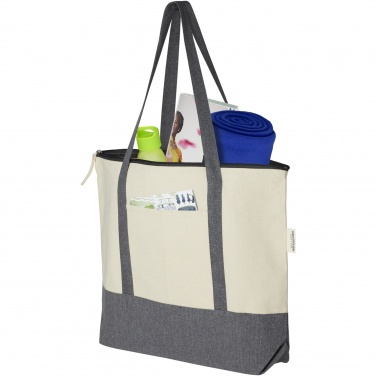 Logo trade promotional product photo of: Repose 320 g/m² recycled cotton zippered tote bag 10L