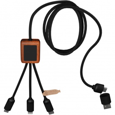Logotrade promotional gift picture of: SCX.design C38 5-in-1 rPET light-up logo charging cable with squared wooden casing