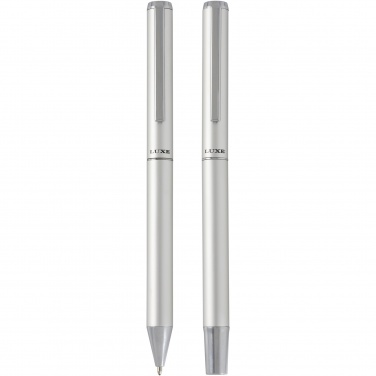 Logo trade promotional item photo of: Lucetto recycled aluminium ballpoint and rollerball pen gift set