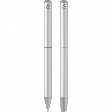 Logo trade promotional giveaways picture of: Lucetto recycled aluminium ballpoint and rollerball pen gift set