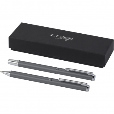 Logotrade promotional item picture of: Lucetto recycled aluminium ballpoint and rollerball pen gift set