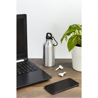 Logotrade corporate gift image of: Oregon 400 ml RCS certified recycled aluminium water bottle with carabiner